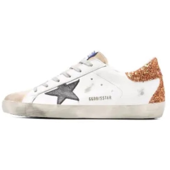 Golden Goose White/black Superstar Low Top Women’s Sneakers Glitter Heel Sz IT36 - Picture 2 of 2